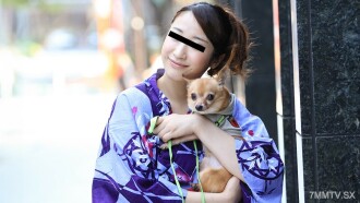 One side dog Isang yukata beauty na may love dog!
